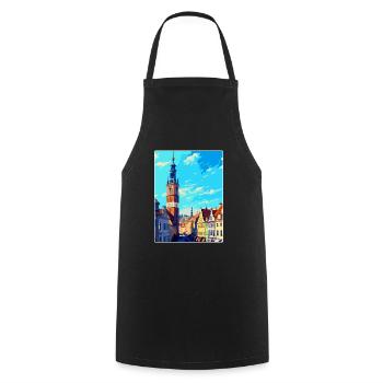 Breslau Polen Vintage Reiseplakat Souvenir WPA - Kochschürze - Schwarz - Vorne - AI Model Male 185 dark (185cm)