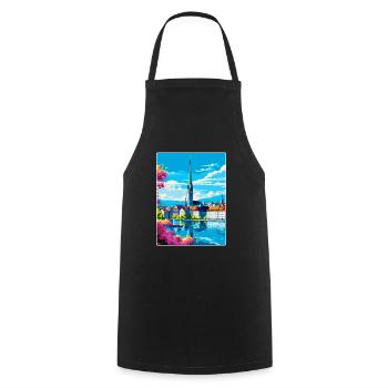 Zurich Suisse Affiche de voyage vintage souvenir - Tablier de cuisine - noir - Devant - AI Model Male 185 dark (185cm)