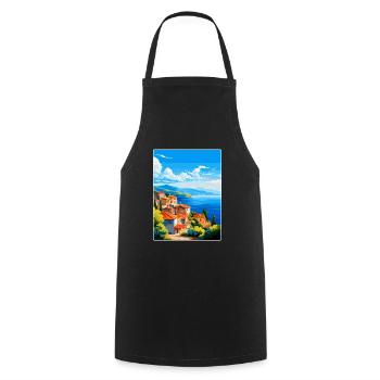 Samos Grèce Affiche de voyage vintage WPA Souvenir - Tablier de cuisine - noir - Devant - AI Model Male 185 dark (185cm)
