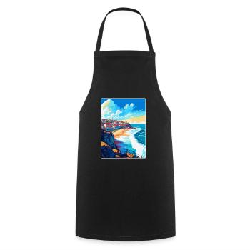 Nazaré Portugal Affiche de voyage vintage Souvenir WPA - Tablier de cuisine - noir - Devant - AI Model Male 185 dark (185cm)