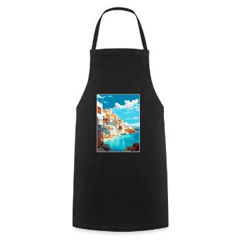 Naxos Greece Vintage Travel Poster WPA Souvenir - Cooking Apron - black - Front - AI Model Male 185 dark (185cm)