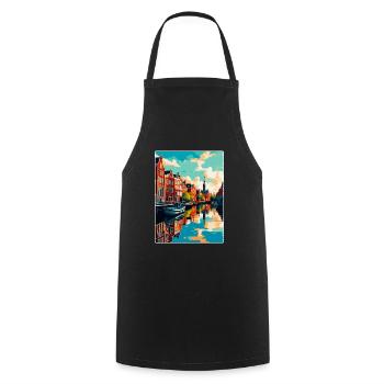 Leeuwarden Pays-Bas Affiche de voyage vintage WPA - Tablier de cuisine - noir - Devant - AI Model Male 185 dark (185cm)