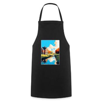 Uitgeest Netherlands Vintage Travel Poster WPA Art - Cooking Apron - black - Front - AI Model Male 185 dark (185cm)
