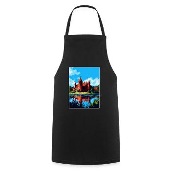 Malbork Castle Poland Vintage Travel Poster WPA - Cooking Apron - black - Front - AI Model Male 185 dark (185cm)