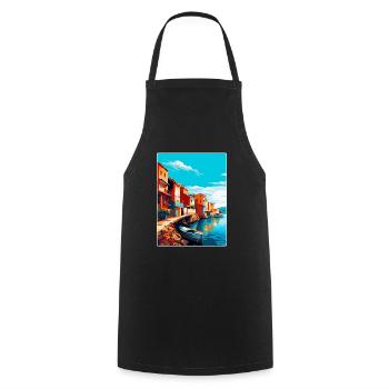 Costa Nova Portugal Affiche de voyage vintage souvenir - Tablier de cuisine - noir - Devant - AI Model Male 185 dark (185cm)