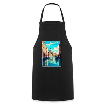 Venice Italy Vintage Travel Poster WPA Souvenir - Cooking Apron - black - Front - AI Model Male 185 dark (185cm)