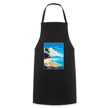 Strand Jakirusa Kroatien Vintage Reiseposter WPA - Kochschürze - Schwarz - Vorne - AI Model Male 185 dark (185cm)