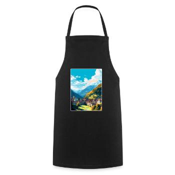Sion Schweiz Vintage Reiseplakat Souvenir - Kochschürze - Schwarz - Vorne - AI Model Male 185 dark (185cm)