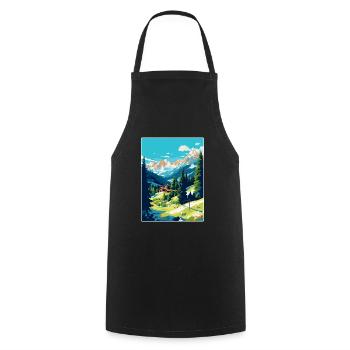 Gstaad Switzerland Vintage Travel Poster Souvenir - Cooking Apron - black - Front - AI Model Male 185 dark (185cm)