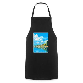 Savonlinna Finlande Affiche de voyage vintage souvenir - Tablier de cuisine - noir - Devant - AI Model Male 185 dark (185cm)