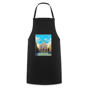 Milan Italy Vintage Travel Poster WPA Art Souvenir - Cooking Apron - black - Front - AI Model Male 185 dark (185cm)