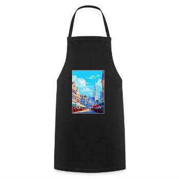 Brussels Belgium Vintage Travel Poster Souvenir - Cooking Apron - black - Front - AI Model Male 185 dark (185cm)