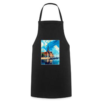 Rostock Germany Vintage Travel Poster Souvenir WPA - Cooking Apron - black - Front - AI Model Male 185 dark (185cm)