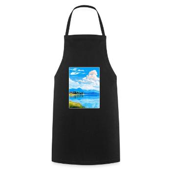 Lake Varese Italy Vintage Travel Poster Souvenir - Cooking Apron - black - Front - AI Model Male 185 dark (185cm)