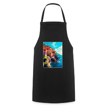 Cinque Terre Italy Vintage Travel Poster Souvenir - Cooking Apron - black - Front - AI Model Male 185 dark (185cm)