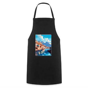 Kalymnos Griechenland Vintage Reise Poster Souvenir WPA - Kochschürze - Schwarz - Vorne - AI Model Male 185 dark (185cm)