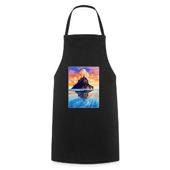 Mont Saint Michel France Vintage Travel Poster WPA - Cooking Apron - black - Front - AI Model Male 185 dark (185cm)