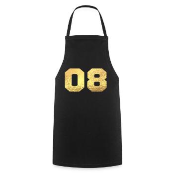 Number 8 Gold Glitter - 8th Anniversary - Cooking Apron - black - Front - AI Model Male 185 dark (185cm)