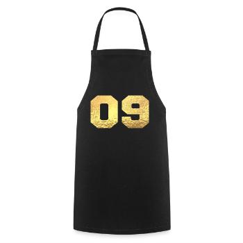 Nummer 9 Gold Glitter - 9. Jahrestag - Kochschürze - Schwarz - Vorne - AI Model Male 185 dark (185cm)