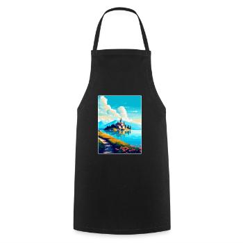 Visovac Kroatien Vintage Reiseplakat Souvenir WPA - Kochschürze - Schwarz - Vorne - AI Model Male 185 dark (185cm)