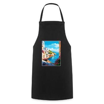 Rhodes Grèce Vintage Voyage Poster WPA Souvenir - Tablier de cuisine - noir - Devant - AI Model Male 185 dark (185cm)
