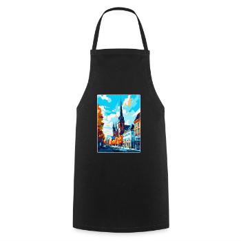 Darmstadt Germany Vintage Travel Poster Souvenir - Cooking Apron - black - Front - AI Model Male 185 dark (185cm)