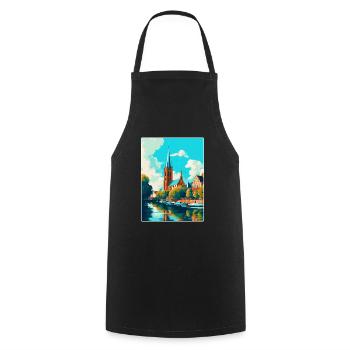 Affiche de voyage vintage de Lübeck Allemagne Souvenir WPA - Tablier de cuisine - noir - Devant - AI Model Male 185 dark (185cm)