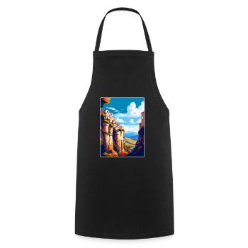 Ronda Spain Vintage Travel Poster WPA Art Souvenir - Cooking Apron - black - Front - AI Model Male 185 dark (185cm)