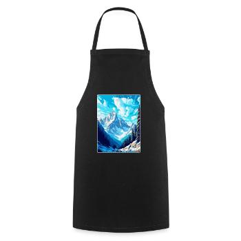 Chamonix France Vintage Travel Poster Souvenir WPA - Cooking Apron - black - Front - AI Model Male 185 dark (185cm)