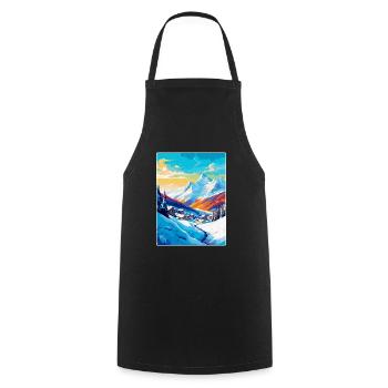 Les Arcs France Vintage Travel Poster Souvenir WPA - Cooking Apron - black - Front - AI Model Male 185 dark (185cm)