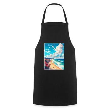 Nazaré Portugal Affiche de voyage vintage Souvenir WPA - Tablier de cuisine - noir - Devant - AI Model Male 185 dark (185cm)