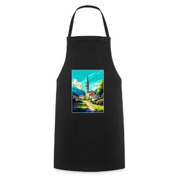 Hallein Autriche Affiche de voyage vintage souvenir WPA - Tablier de cuisine - noir - Devant - AI Model Male 185 dark (185cm)