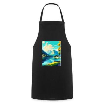 Wolfgangsee Österreich Vintage Reiseplakat Souvenir - Kochschürze - Schwarz - Vorne - AI Model Male 185 dark (185cm)