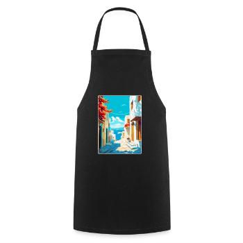 Paros Greece Vintage Travel Poster WPA Souvenir - Cooking Apron - black - Front - AI Model Male 185 dark (185cm)