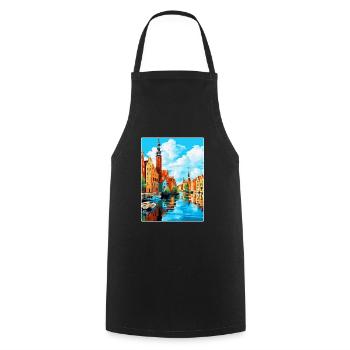 Danzig Polen Vintage Reiseposter WPA Souvenir - Kochschürze - Schwarz - Vorne - AI Model Male 185 dark (185cm)