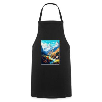 Vallée d’Aoste Italie Poster de voyage vintage souvenir - Tablier de cuisine - noir - Devant - AI Model Male 185 dark (185cm)