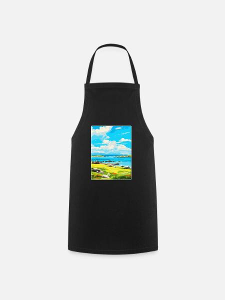 Île de Gigha Écosse Royaume-Uni Affiche de voyage vintage - Tablier de cuisine - noir