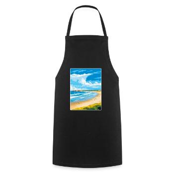 Portstewart Strand Ireland Uk Travel Poster WPA - Cooking Apron - black - Front - AI Model Male 185 dark (185cm)