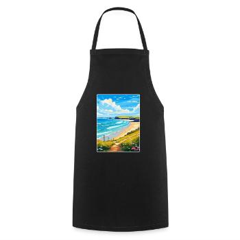 Daymer Bay Cornwall England Uk Travel Poster WPA - Cooking Apron - black - Front - AI Model Male 185 dark (185cm)