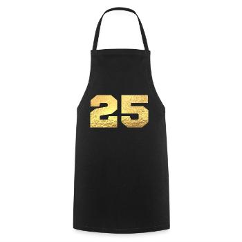 Number 25 Gold Glitter - 25th Anniversary - Cooking Apron - black - Front - AI Model Male 185 dark (185cm)