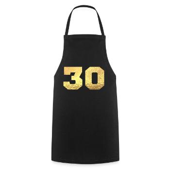 Numéro 30 paillettes doré - 30e anniversaire - Tablier de cuisine - noir - Devant - AI Model Male 185 dark (185cm)