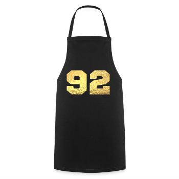 Number 92 Gold Glitter - 92nd Birthday - Cooking Apron - black - Front - AI Model Male 185 dark (185cm)