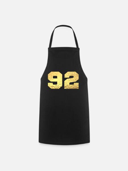 Numéro 92 paillettes doré - 92e anniversaire - Tablier de cuisine - noir