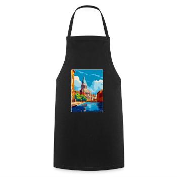 Nottingham Uk Vintage Travel Poster Souvenir WPA - Cooking Apron - black - Front - AI Model Male 185 dark (185cm)