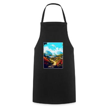 Eden Project England Uk Travel Poster Souvenir WPA - Cooking Apron - black - Front - AI Model Male 185 dark (185cm)