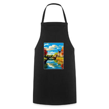 Bourton On The Water England Uk Reiseposter WPA - Kochschürze - Schwarz - Vorne - AI Model Male 185 dark (185cm)