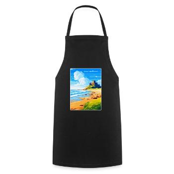 Bamburgh Castle England Uk Travel Poster Souvenir - Cooking Apron - black - Front - AI Model Male 185 dark (185cm)