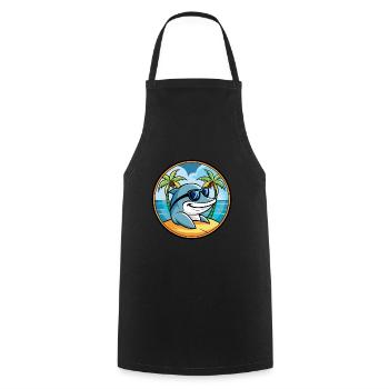 Dolphin Funny Cartoon Summer Beach Sunglasses Cool - Cooking Apron - black - Front - AI Model Male 185 dark (185cm)