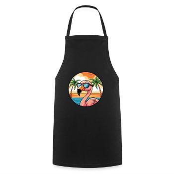 Flamingo Funny Cartoon Summer Beach Sunglasses - Cooking Apron - black - Front - AI Model Male 185 dark (185cm)