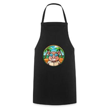 Schwein lustige Cartoon Sommer Strand Sonnenbrille Aufkleber - Kochschürze - Schwarz - Vorne - AI Model Male 185 dark (185cm)